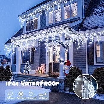 JMEXSUSS 400 LED White Icicle Lights for Outside, 38.8ft